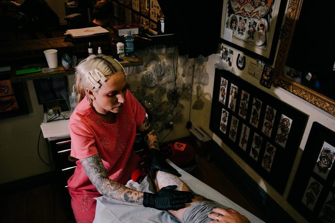 I don’t believe I’ve ever made a personal post on here. I typically stick to the content you’re here for, TATTOOS. Alas, this is my 15th year tattooing, so maybe it’s apropos to share a bit about myself. 

I’ve been a maker my whole life. I love creative challenges and problem solving. I enjoy tattooing because I find it incredibly healing to be connected to people in all the ways that this work allows me to be. I admire my clients and am grateful to share time and space with them every day. This art form is just a conduit to be connected and the vulnerability I receive from our exchange is a teacher to me in many ways. 

I live in Portland, but have lived many lives in many cities in North America. I believe in magic. I’ve been with my partner Emerson for 15 years and I have a dog named River, 2 peacocks, 11 chickens and a dome I call home. 

My friends are sprawling throughout the globe, but they are in my heart always. I hate texting and have been known to call everyone whether they like it or not. Leaving voicemails is a beloved hobby along with interior design and shoes. If I could, I would eat ice cream after every meal and if it’s not been obvious, I’m definitely a Leo.