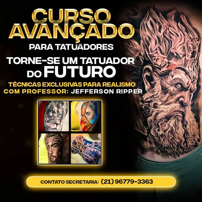 Mais informações @4tattooescola 
Referente às unidades de Niterói e Copacabana veja o trabalho do professor @jeffersonripper