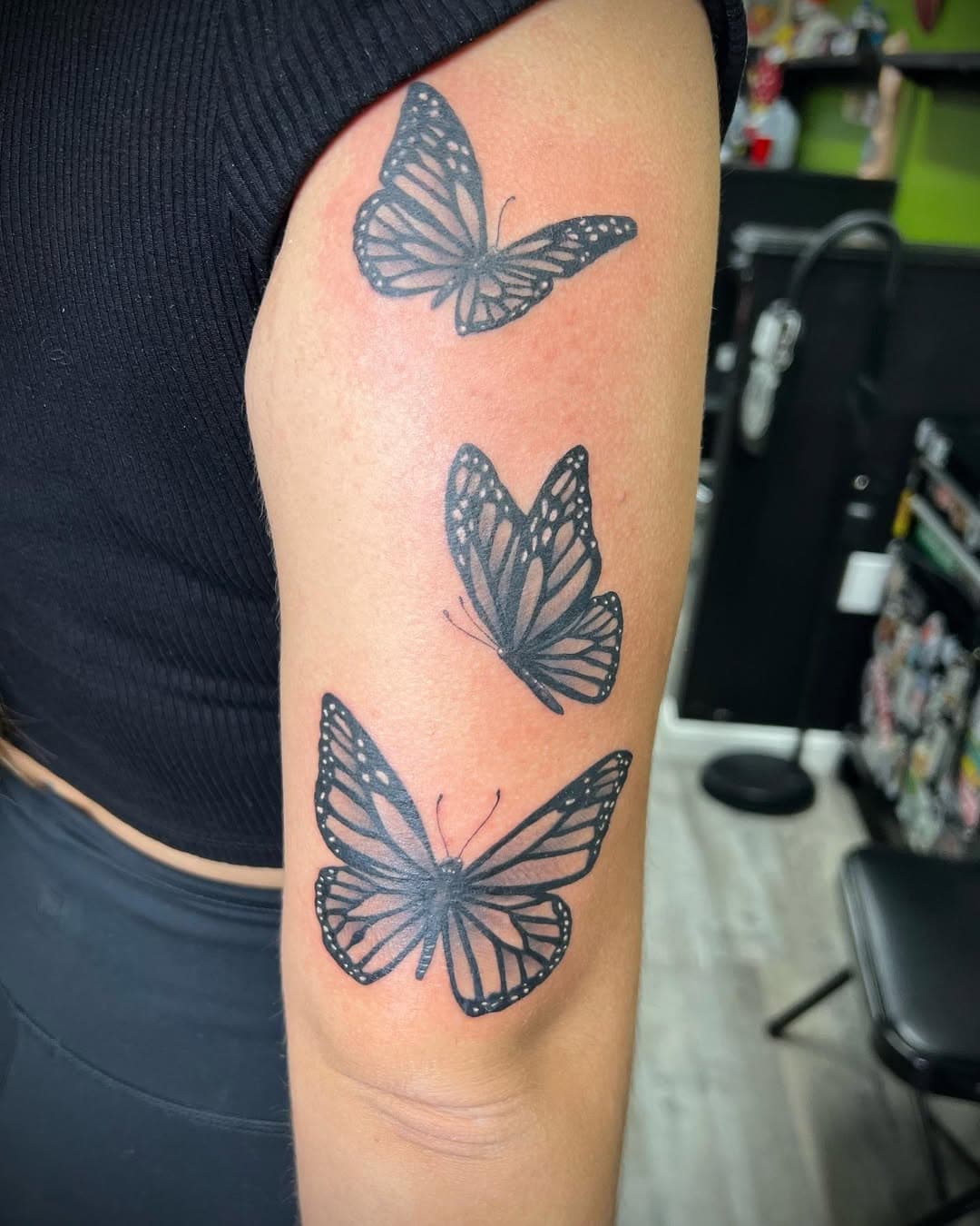 Beautiful butterfly tattoo done by Joe 🦋 #tattoo #tattoos #art #ink #tattooart #tattooshop #tattooartist #butterfly #butterflytattoo #blackandgrey #blackandgreytattoo #savageink #jessup #baltimore