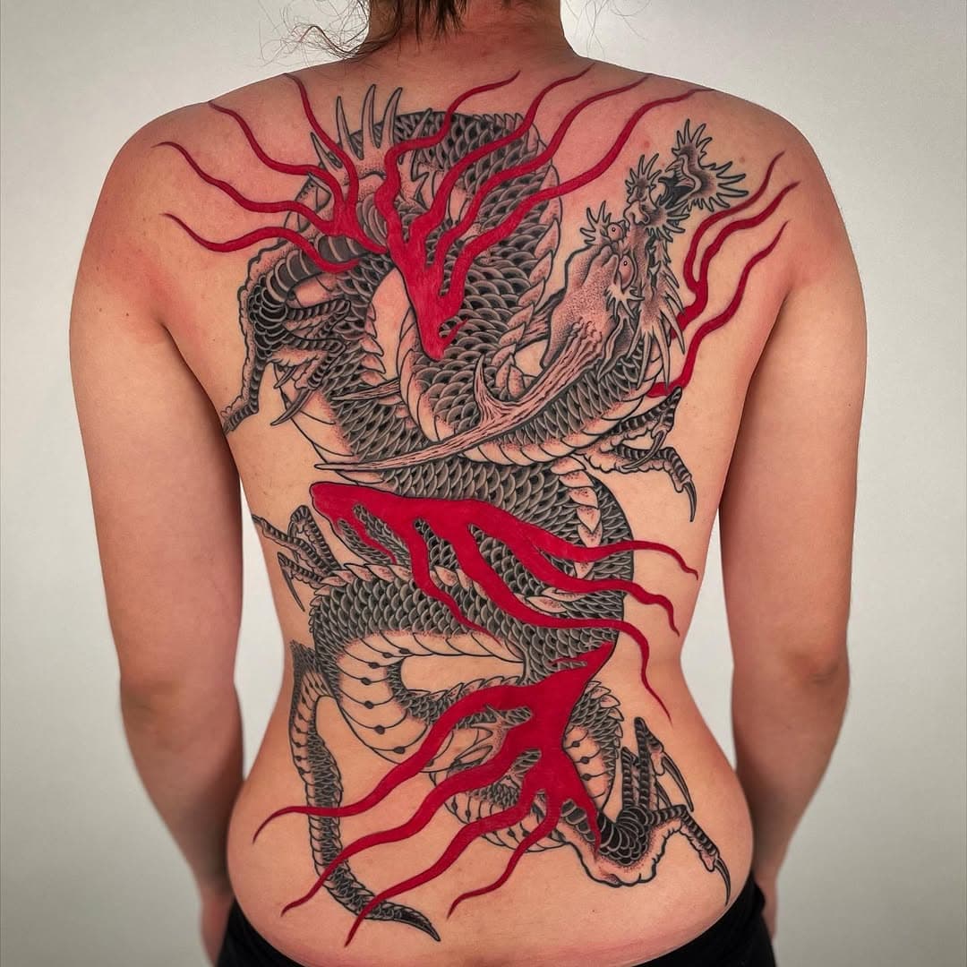 Finished up this framing dragon for Genevieve in 3 sittings. Massive thanks for being such a warrior through it!!! 🔥🐉💪 #getadragon #gettattooed #deanflashman
.
To request an appointment, please visit www.deanflashman.com