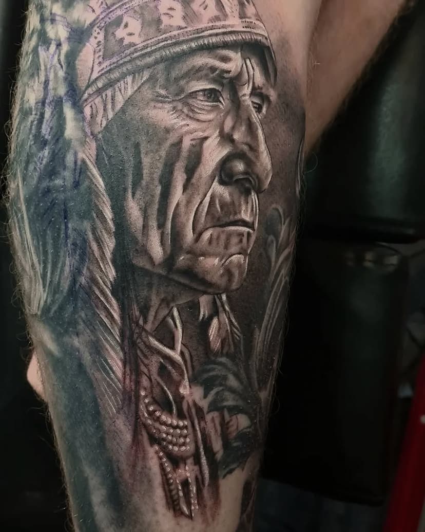 Another part added to Alan's leg

#nativeamerican #nativeamericantattoo #indian #indiantattoo #indiantatoos #redindian #redindiantattoo #redindiantattoos #bng #bngtattoo #bngtattoos #blackandgreyrealism #blackandgreyartist #blackandgreyink #blackandgreytattoo #blackandgreytattoos #blackandgrey #tat #tattoo #tattoos #tattooist #dynamictripleblack #dynamicblackink #dynamiccolor #dynamicink #starbriteink #starbritewhiteink