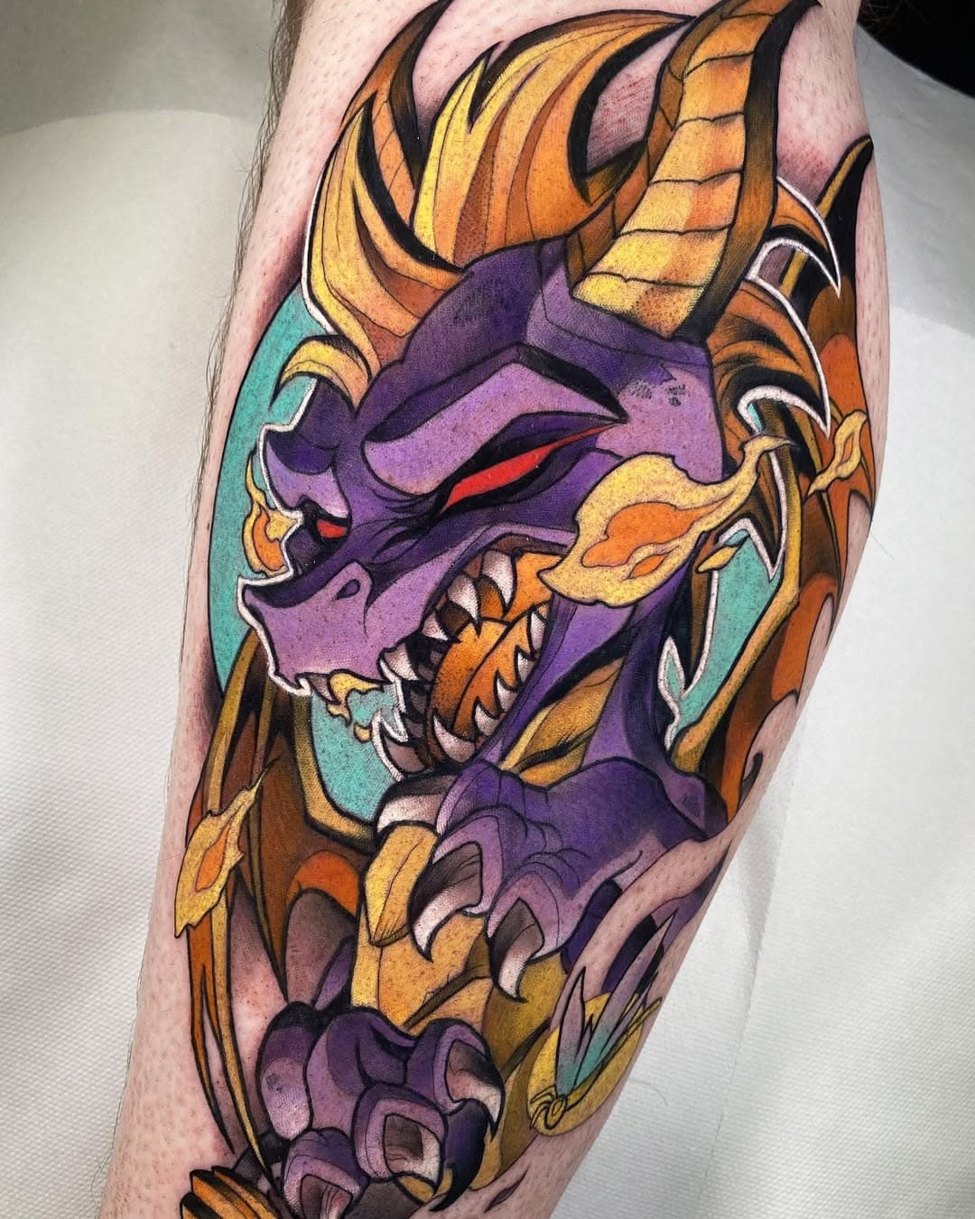 🔥 Spyro🔥réalisé à @wildtattooshow ! Merci Gregor pour ce super projet #spyro ! 
.
#dragon #playstation #gaming #grenoble