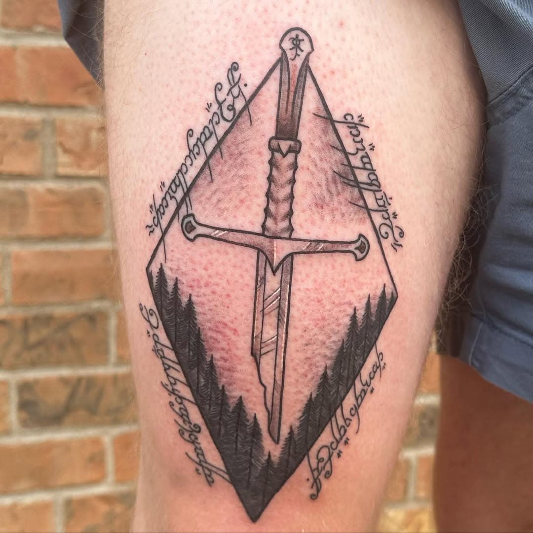 Got to make a lightsaber from the new Zelda game with some Klingon text. It’s one of my favorite anime movies. Send me your nerdy ideas. I love em’ all. @flamingchariottattoo in South Bend.