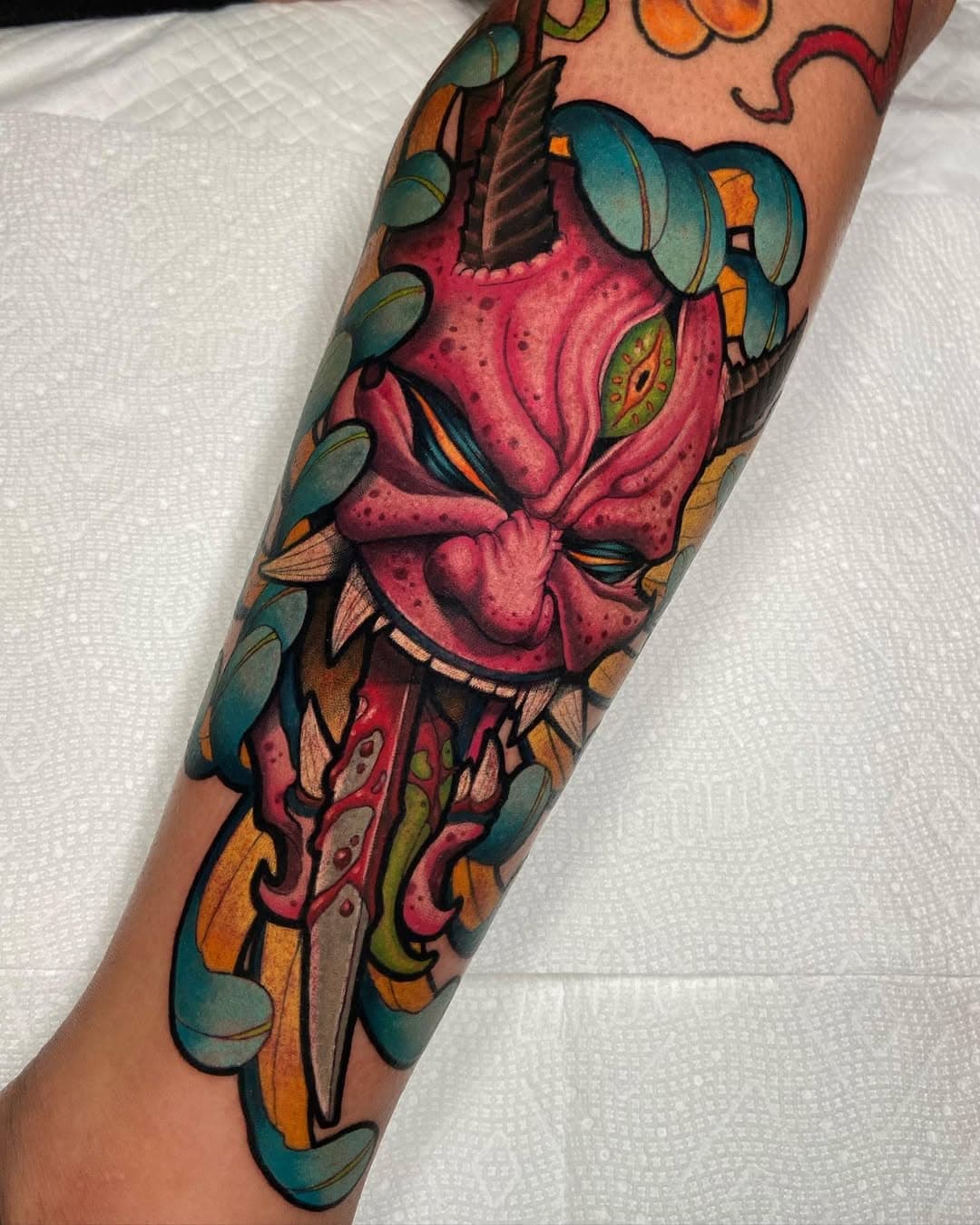 Oni on my pal @eye.am.lissette #oni #onitattoo #japanesetattoo #nctattoo #nctattooers #nctattoos #neojapanese #tattoosnob