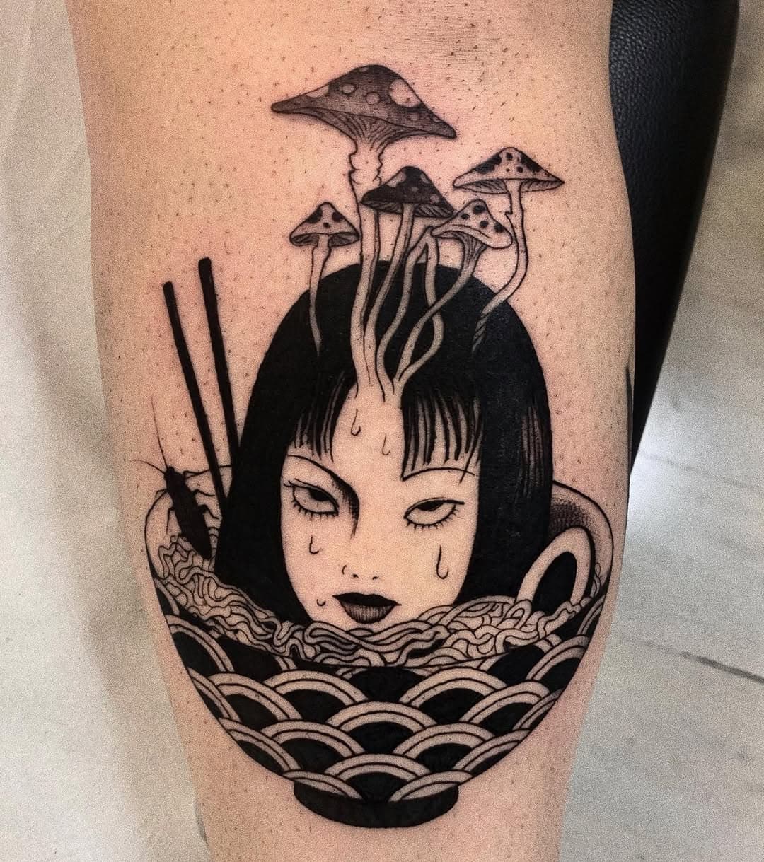 ホラーラーメン少年の頭

#tattoo #tattoos #blackwork #blacktattoo #blackink #horror #ramen #ramentattoo #junjiito #darkink #darkartists