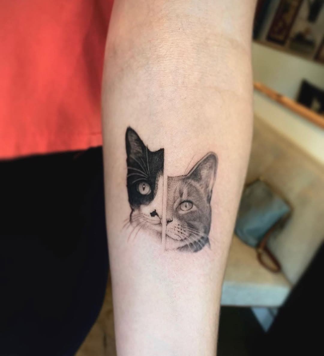 😻 #cattattoo by @raftattoos
