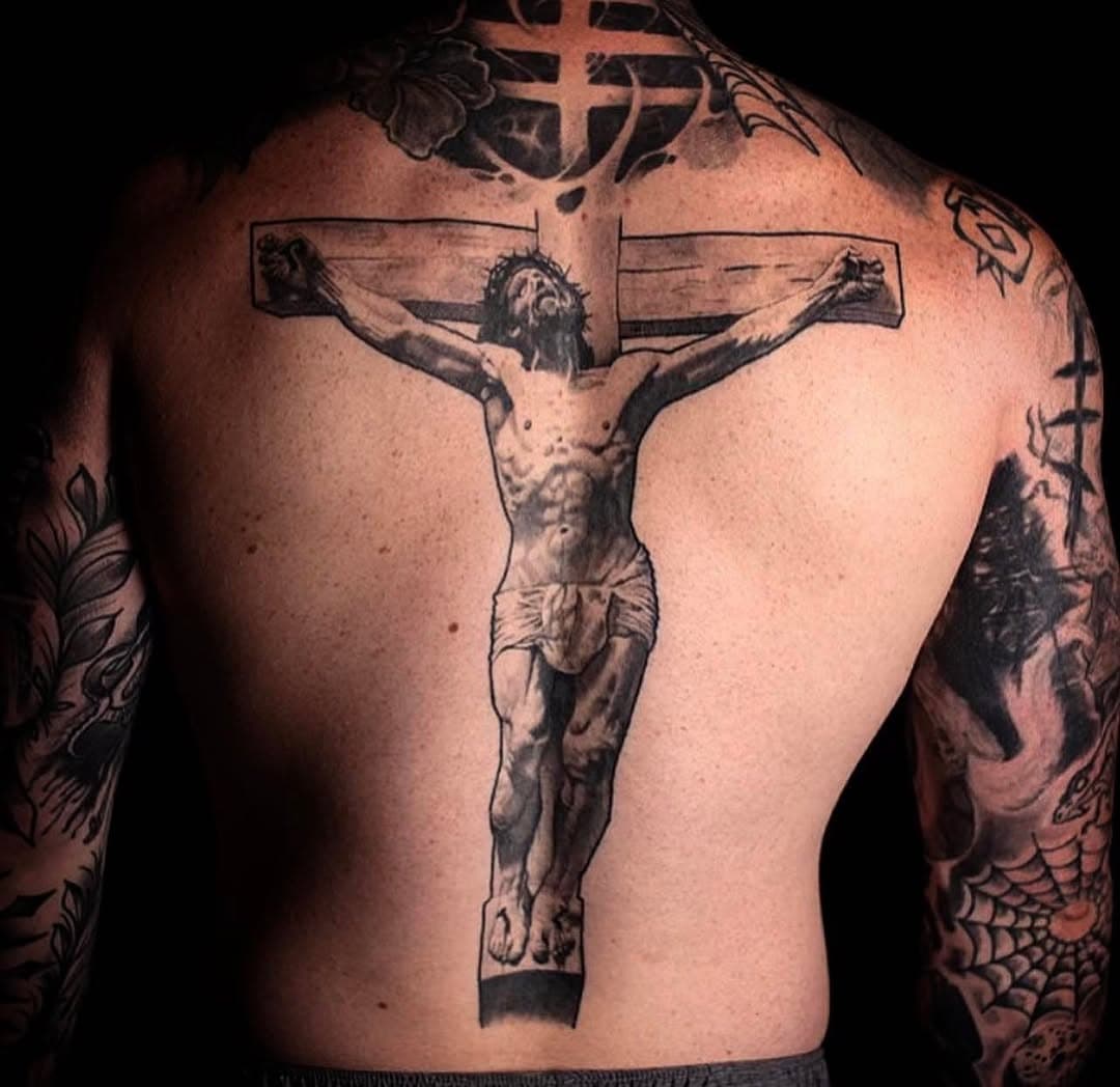 Jesus tattoo for my buddy John.  #jesustattoo @johnhall_tattoos