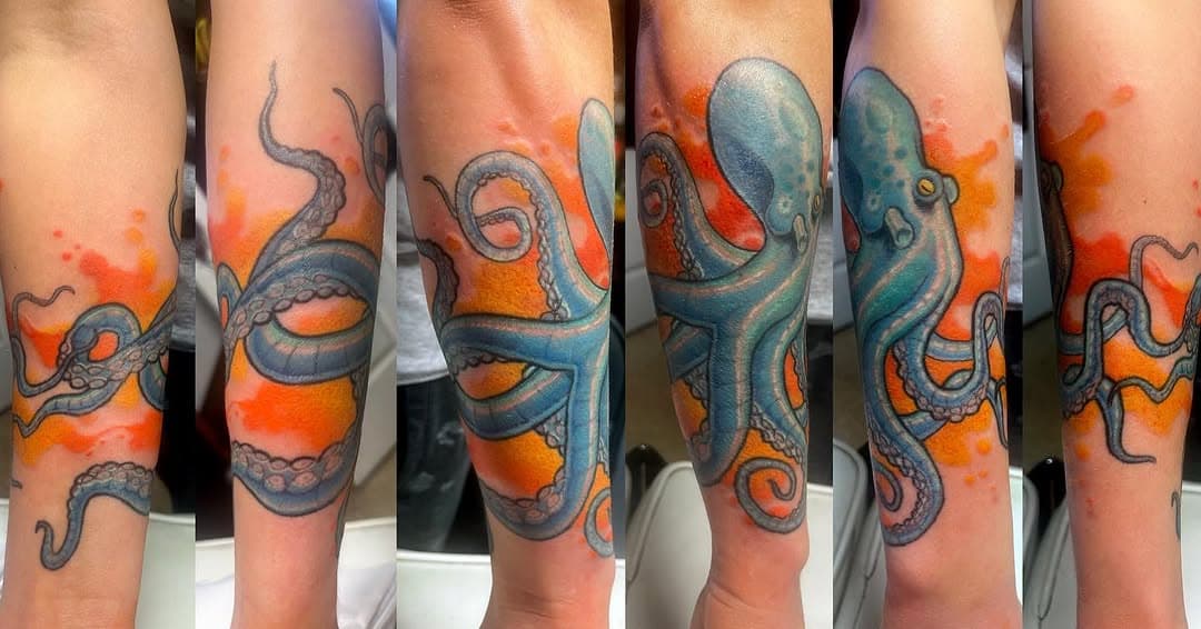 Octopus water color by Josh. #watercolortattoo #octopustattoo