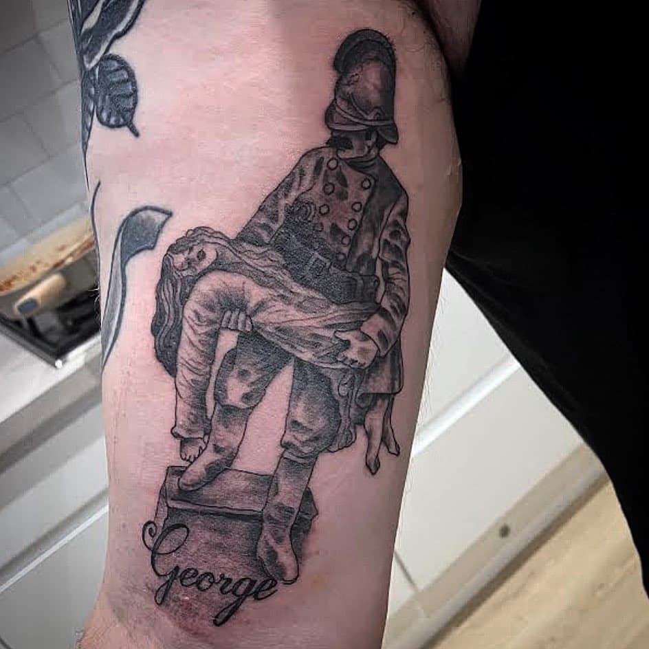 Fire fighter tribute for Iain yesterday by @kev.in_younger 🔥🖤🔥