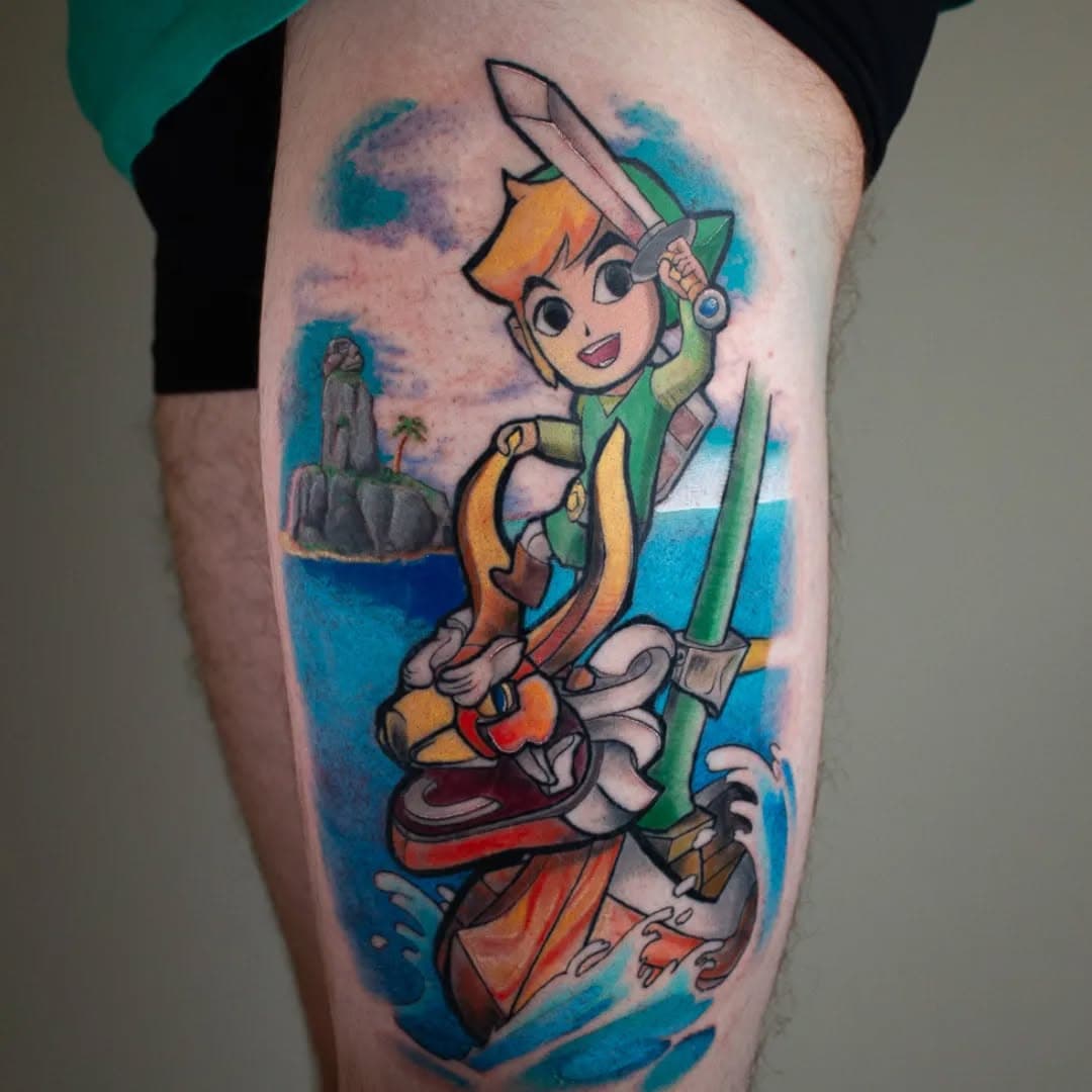 Tatouage réalisé par @bbpoulet 

@gatttttttttttttt est reparti avec cette pièce zelda de toute beauté 

Si toi aussi tu veux un tattoo couleur pop culture bbpoulet est l'homme qu'il te faut 

#geek #geektattoo #popculture #popcultureart #tatouagefrance #mangatattoo #videogaming #tattoo #tatouage #zelda #nintendo #bourges