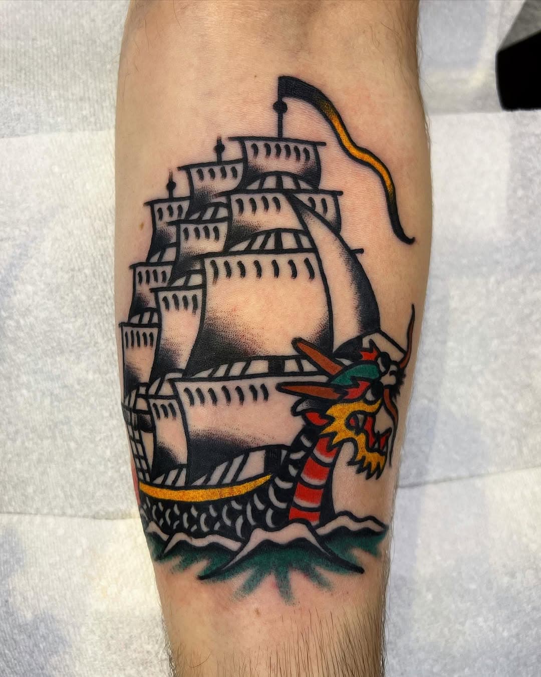 It’s a dragon boat….
Done @cornerpockettattoo