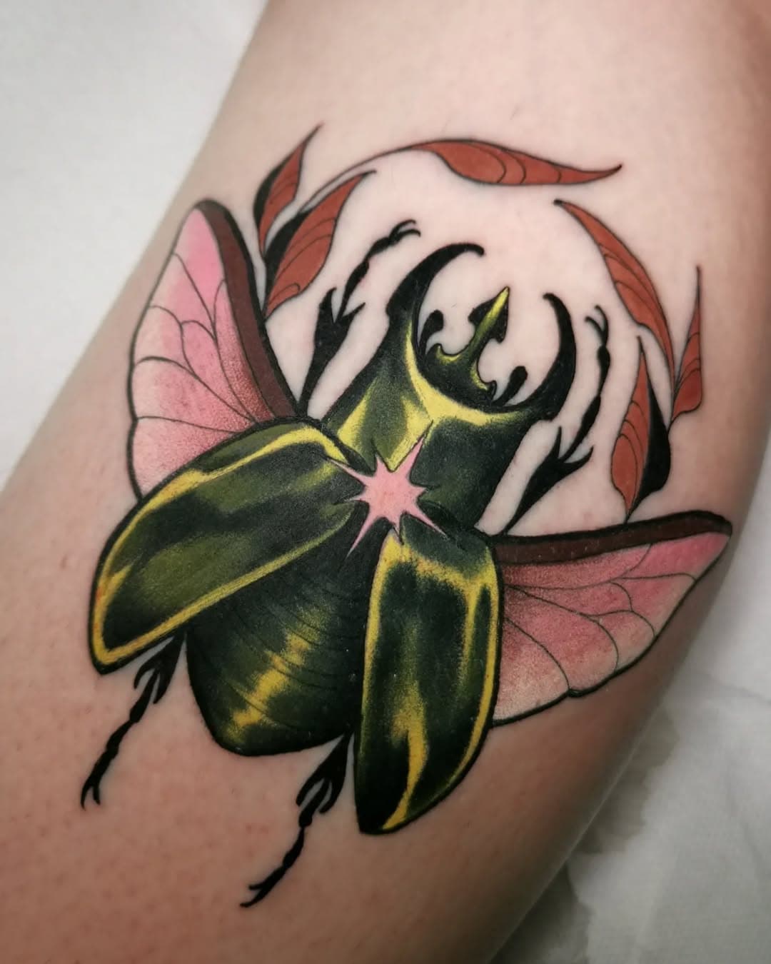 Beetle done during my guest in Edinburgh at @watermelon_tattoo
Thanks so much Abbie for the trust it was lovely to meet you
See you soon 
.
You find me in London at @xoticatattoo
For info /booking Dm me
.
Next dates ✈️

📌 Düsseldorf 9-14 October @gloriousartdeutschland

📌Aachen 16-21 October @sabotage.tattoo.aachen

📌Glasgow 29 - 3 February @hardlinesglasgowtattoo

📌 Northampton 26 - 2 March
@fatfugu

.
#yaia_ink #tattoo #beetle #beetletattoo #tattooguest #neotraditional #neotraditionaltattoo #ntgallery #tttism #flashtattoo  #colourfultattoo #inked #tattoooftheday #colourfultattoos #londontattoo #totaltattoo #neotradlondon #neotraduk #neotraditional_world #neotraditionalworld #femaletattooartist