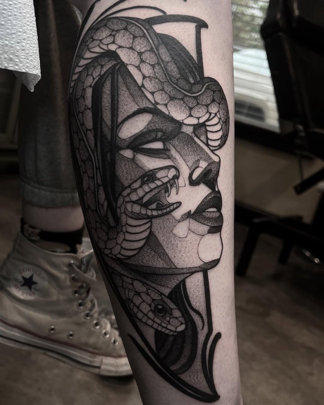 Medusa. 

Thanks for looking. 

#medusatattoo #medusa #kansascity #kansascitytattoo #kcmo #kcmotattoo #kcmotattooartist #blackworktattoo #blackworkillustrations