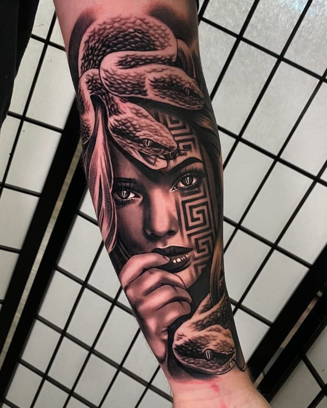 Medusa sleeve by @bobarlie 
.
.
.
.
.
.

#blackandgrey #hawaii #hawaiiartist #kaneohe #waimanalo #kailua #northshore #haleiwa #808 #oahu #hawaiitattoo #blackmooncollective #inked #tatted #inkstagram #sleeve #hawaiitrip #hawaiilife #hawaiitravel #travelhawaii