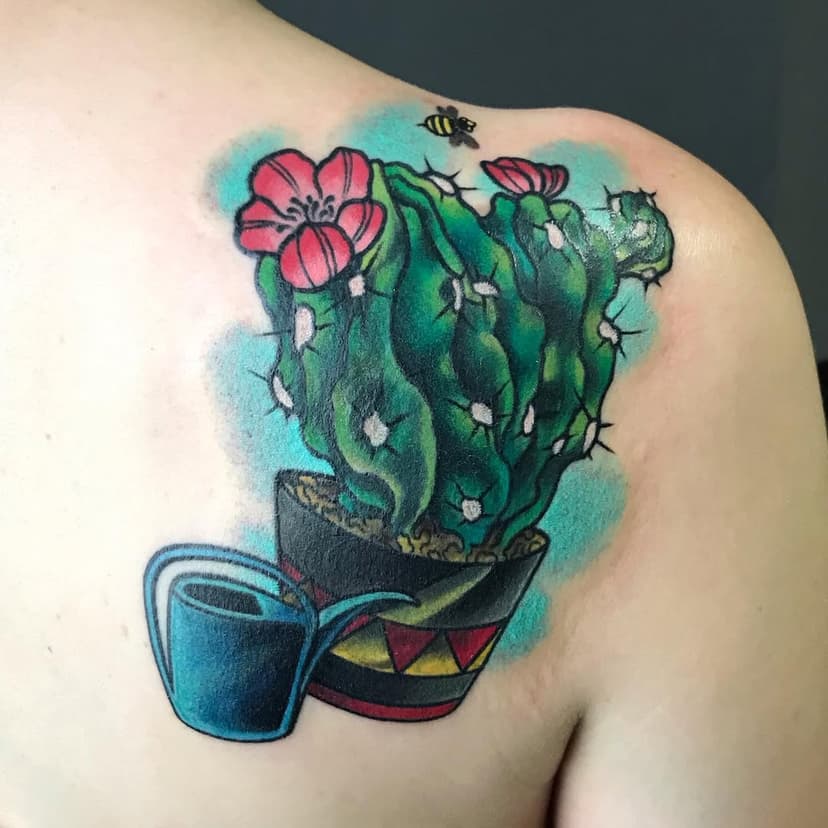 #coveruptattoo#coloredtattoo#tattoo#flowertattoo#cactustattoo