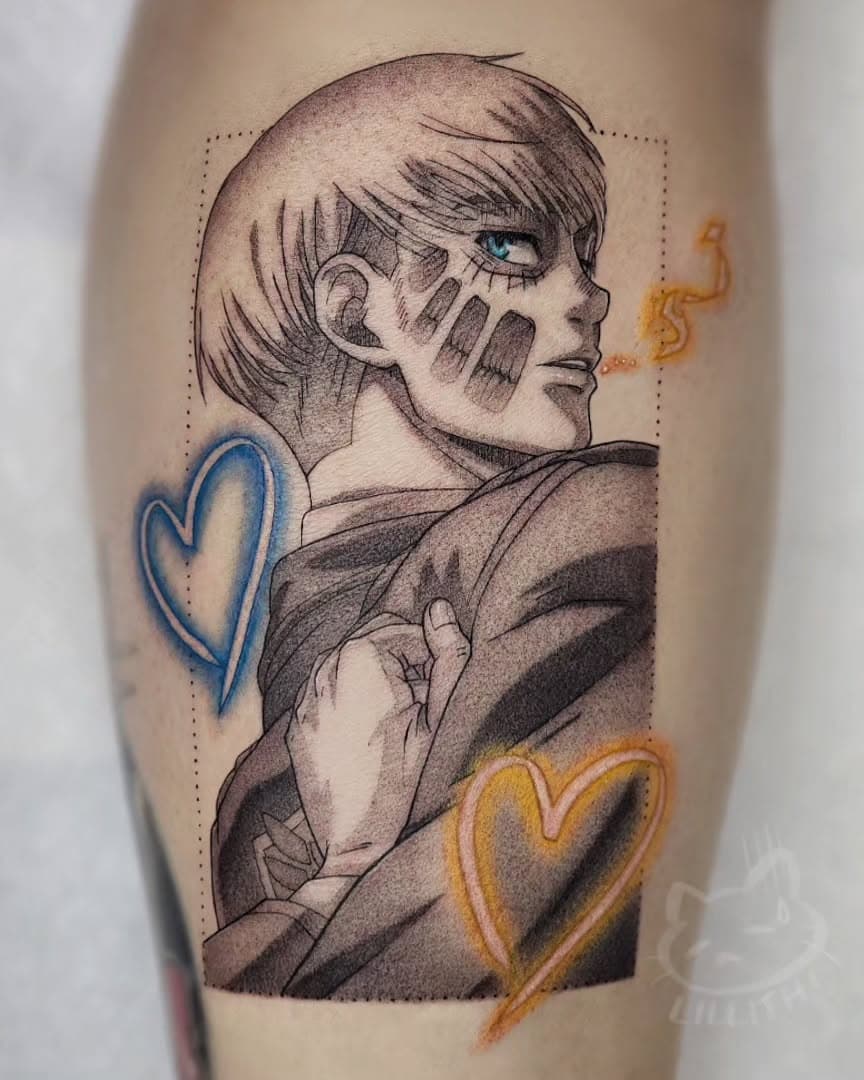 Armin appreciation REPOST✨️💛

Just wanted to pop in and say how much I love Levi and Armin before I cry watching the finale 🤡

Have you guys seen the last episode yet?!

Made using:
@crybabytattooproducts 
@mavericktattoomercantile 
@ghosttattooco 
@allegoryink 
•

•

•

•

•

•
#attackontitan #arminarlert #animetattoo