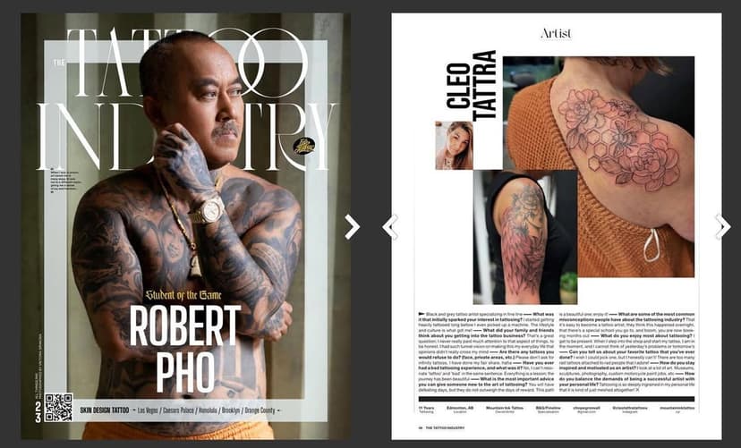 Such an honour to be in this issue with a legend on the cover. @robert_pho  has one hell of a story and is a top tier artist 🙌 Thank you @inkjunkeyz for the opportunity. Grateful ❤️🖤

#instagramtattoo #tattooindustry