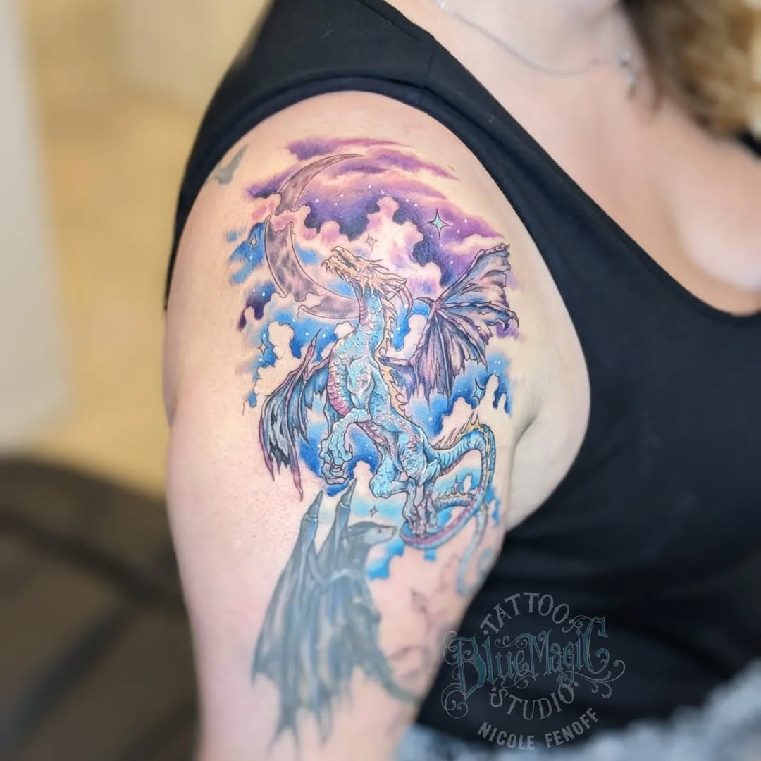 Start of a #whimsical dragon sleeve (existing dragon not mine). Stay tuned for the finished product. Wait till you see the cover-up I'm doing on her inner arm too!😍

Thanks for your trust Heather! Can't wait to work on it again soon ❤️

Got to start this at the most wonderful studio @beautiful.ink.tattoos 😍 thanks for everything @amieconnorsink

#dragon
#dragontattoo #armtattoo #tattoo #girlswithtattoos #tattooartist #beautifulinktattoos #bostontattooartist #rhodeislandtattoo #providence