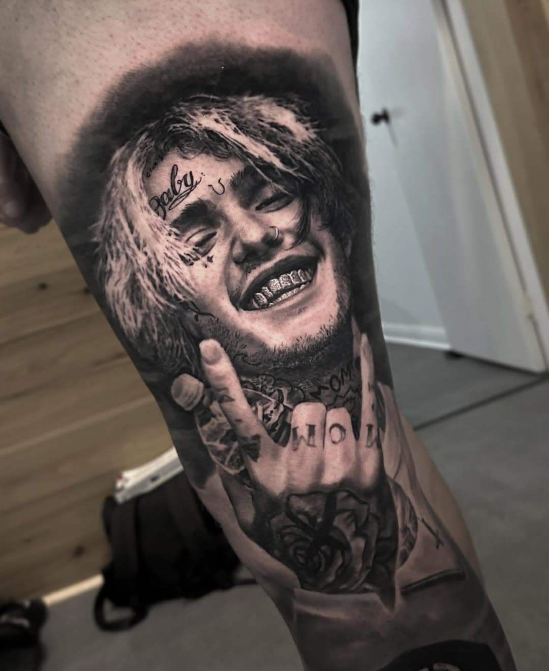 After so many years I finally had the opportunity to tattoo a portrait of @lilpeep 🤘🏻 thank you Bryce! @juicewrld999 and @xxxtentacion up next 🙌 @atlnts.studio #lilpeep #lilpeep4ever #portraittattoo #lilpeeptattoo #blackandgrey #australiantattooartist #sleevetattoo #musician #australianartist #realism #kwadron @kwadron @inkjecta @inkeeze @empireinks