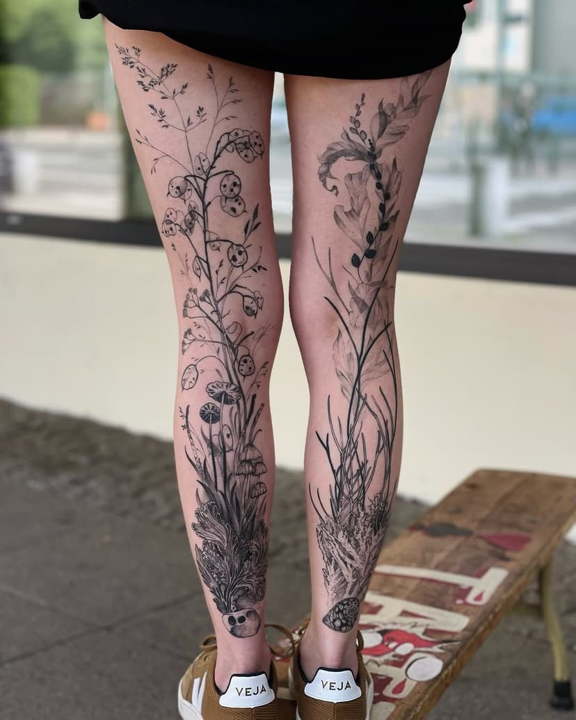 One of my favorite tattoos I ever did, completely healed 🖤 Took us 2 full days to finish it, one leg at the time. I would love to do more big compositions like this, hit me up to book an appointment 🤍
@covenant.lisboa @ztsyrena 
.
#tattoo #tatuagem #skinart_healed #healedtattoo #polandtattoos #skinartmag #btattooing #tttism #tattoosnob #taot #tattooisartmagazine #tattoolisbon #ladytattooers #botanicaltattoo #dotworktattoo