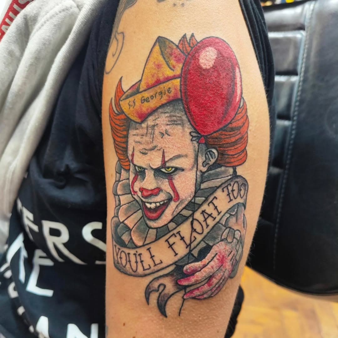 Done by @beccitmnt 

#it #clown #horror #movie #inked #skin #guyswithtattoos #girlswithtattoos