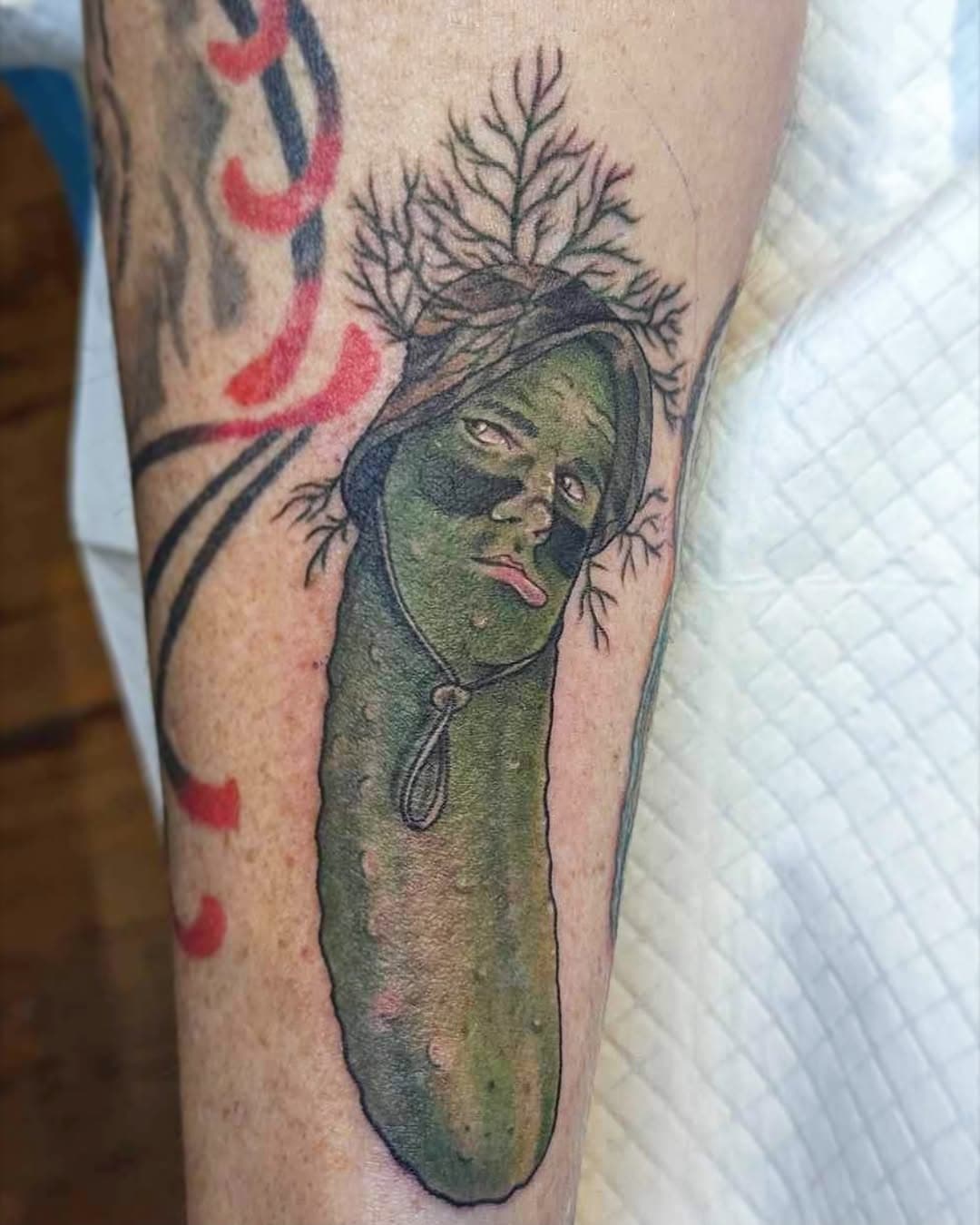 Dill Murray 
•
•
•
•
#pickletattoo #tattoo #foodtattoo #billmurray #caddyshack #movietattoo #funnytattoo #pickle #dillmurray #foodtattoos #calicoqueentattoo #candicebradleytattoo