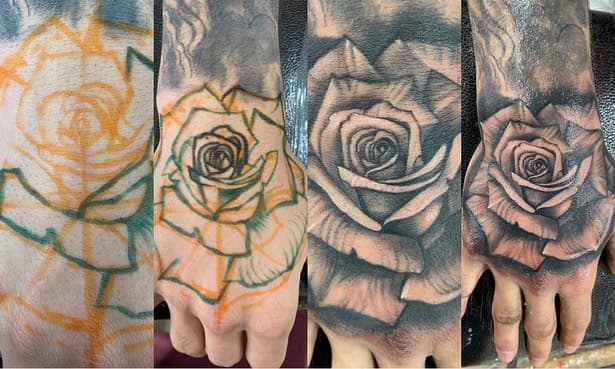 🌹 Proceso rosa mano alzada 
#rose #rosetattoo #tattoo #tatuaje #tat #ta2 #tatuajes #manoalzada #freehand #handjobs #manotattoo #rosa #blackandgrey #blackandgreytattoo #negroygris proceso #process