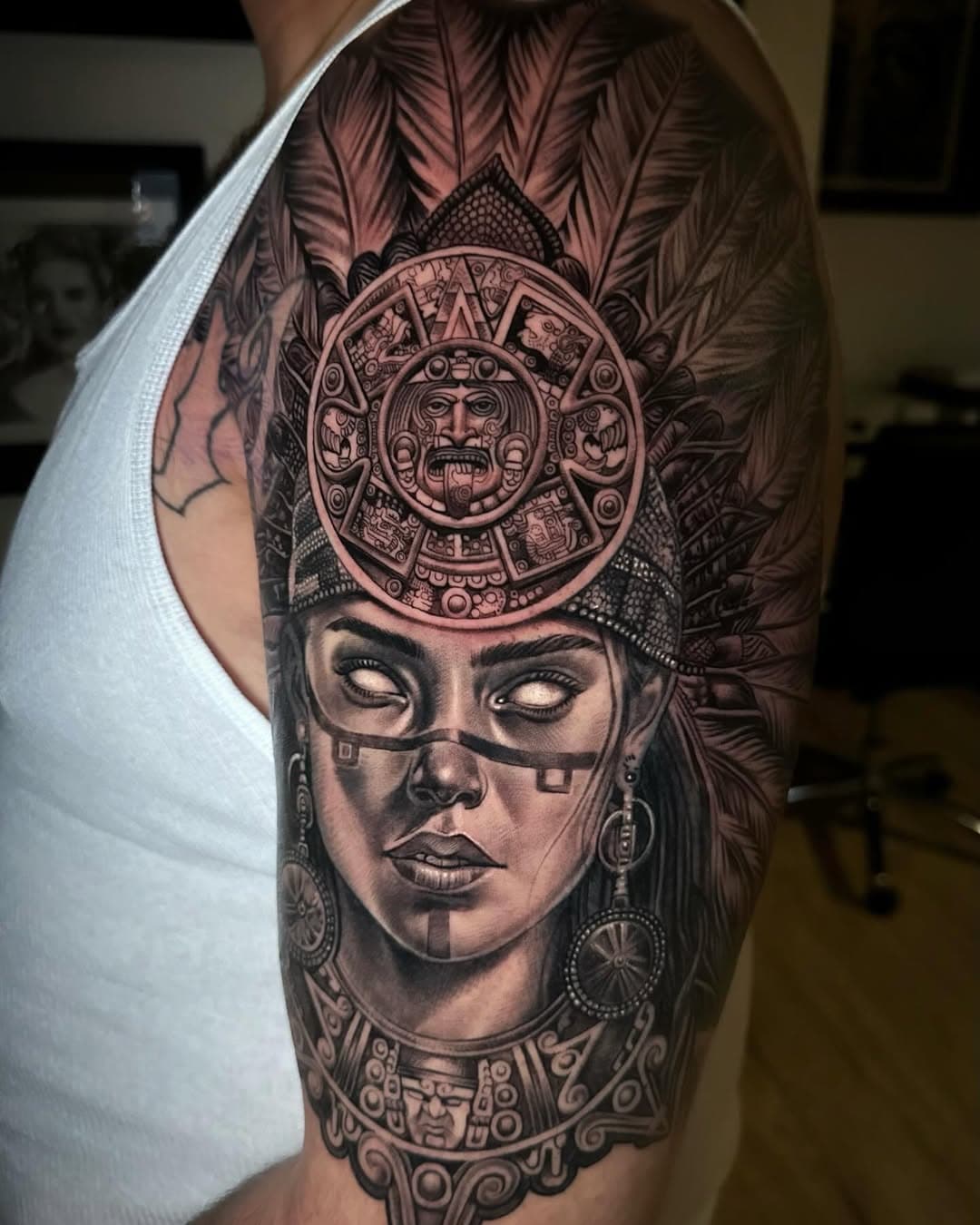 2 sessions. face is completely healed. setting appointments for April for appointments or any questions contact me at 8188750195 or email me at saulmoratattoo7@gmail.com #portrait #portraittattoo #portraitrealism #aztecprincesstattoo #aztecprincess #aztec #blackandgreytattoo #blackndgreytattoo #bng