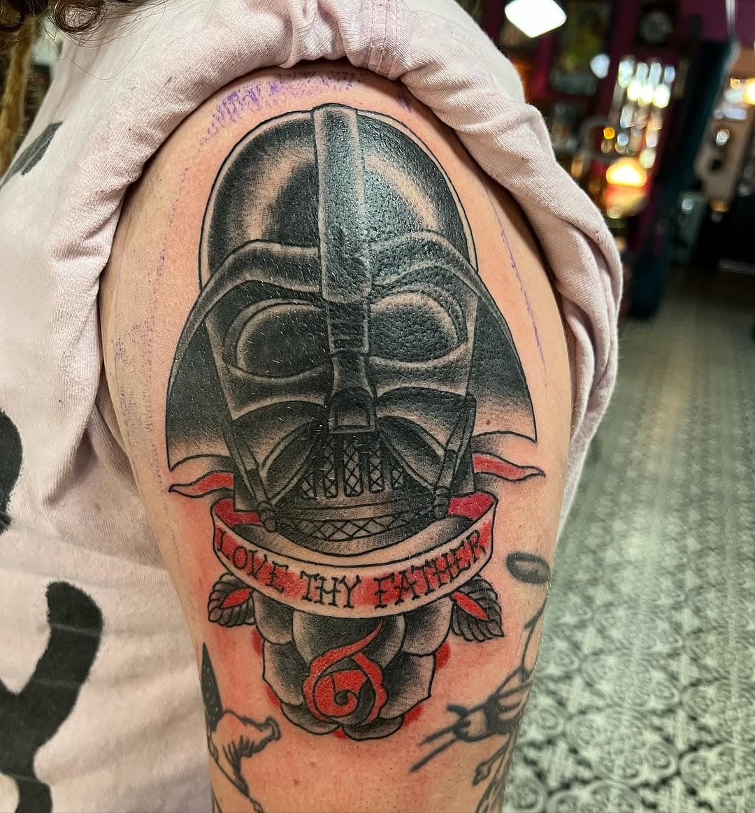 Death Vader cover up done by @rayray_pts Ray has availability for mid February and march. Email dm or call the shop to book.