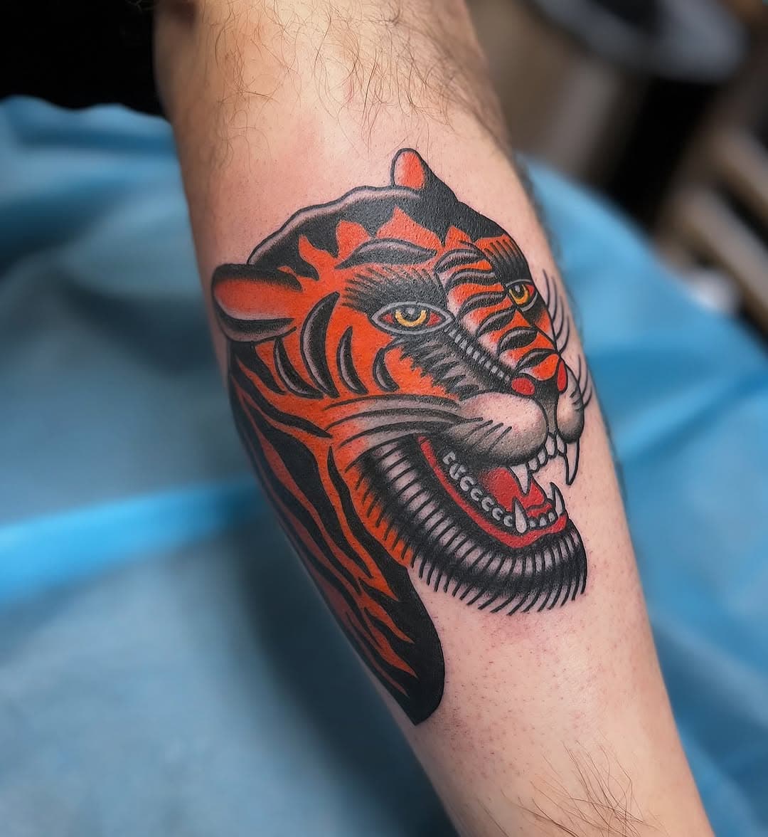 I will never not love tattooing this Bert Grim Tiger 🐅 special thanks to @jcostigan for always picking the best Tattoos!