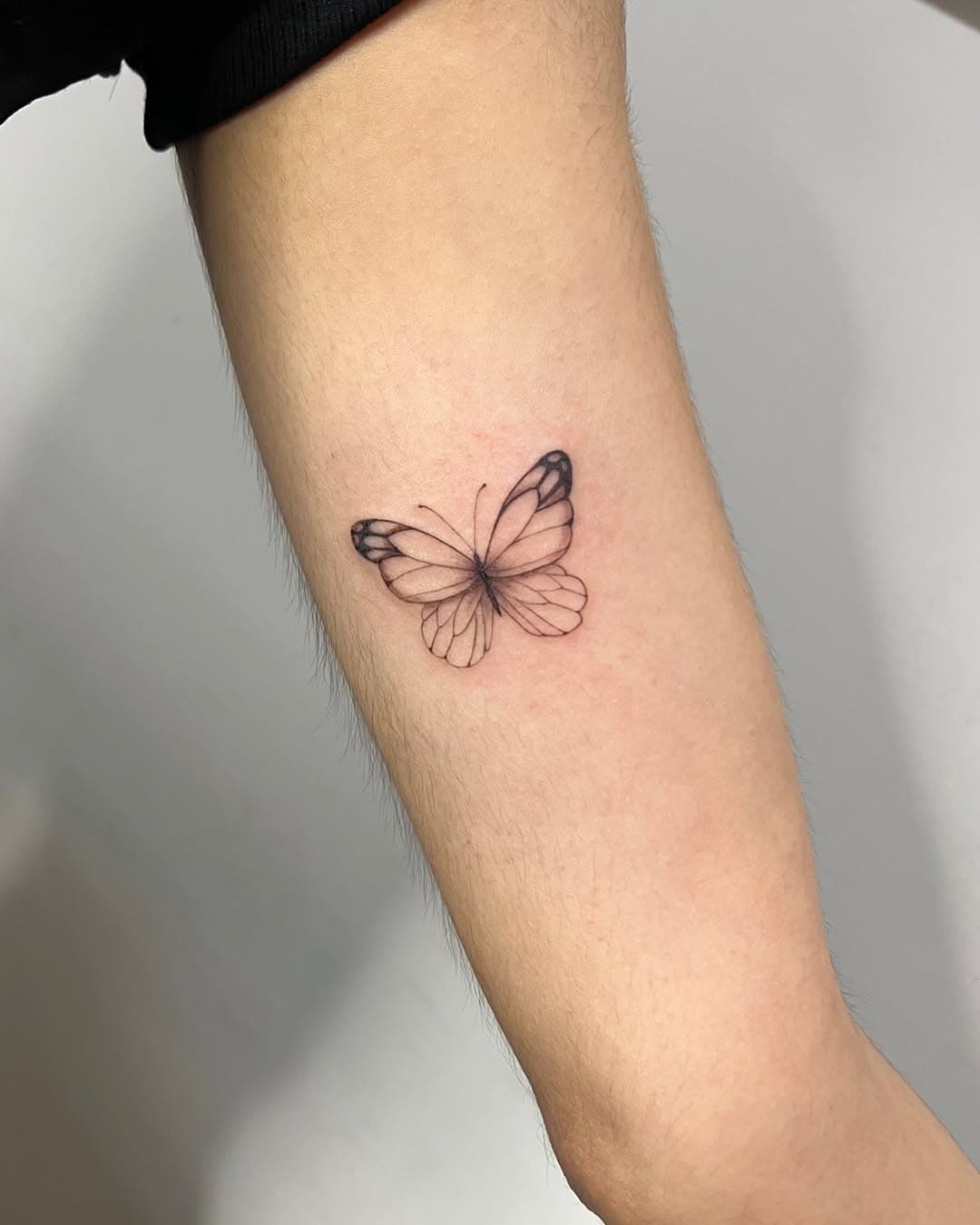 Mariposa en FINELINE!🦋 C/Luis de Góngora 4 ,Madrid,Chueca 📍#tattoochueca #inkchueca #chueca #madrid #tattoomadrid #tattoo #ink #tattooink #ninotattooestudio #tattoolife #tattoinsta #tattooeds #tats #inkman#tattoos #tattoostyle #realistictattoo #inkedgirl #ink #tattooartist #blackandgrey #mariposatattoo