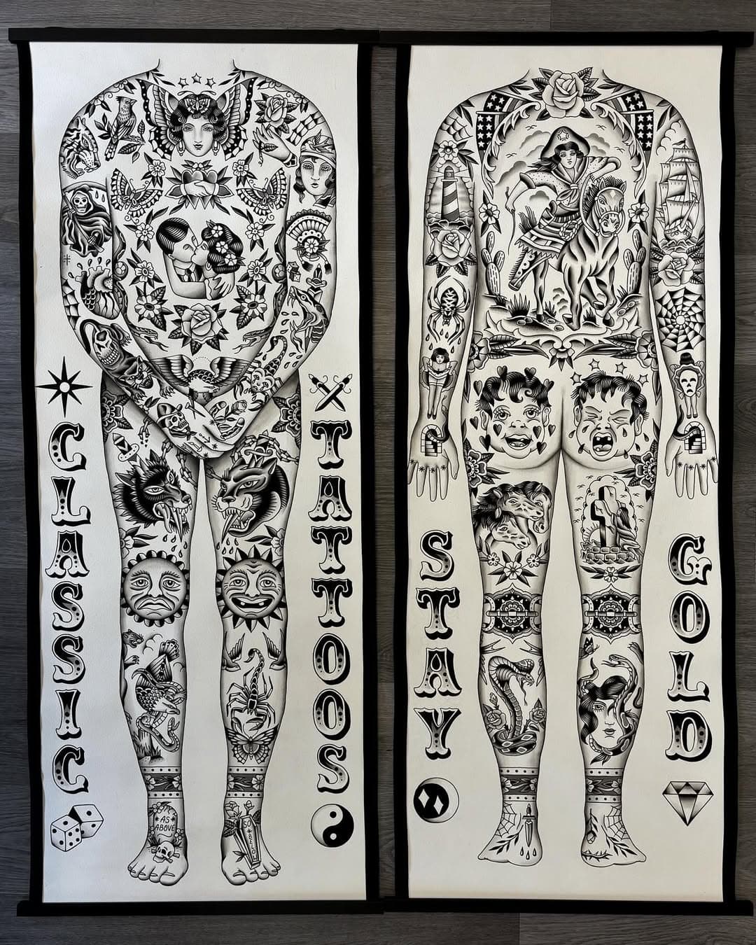 The front & back of a body suit. Finished these life sized paintings last month. Thanks for looking. And thank you @youresewcool for doing the trim!