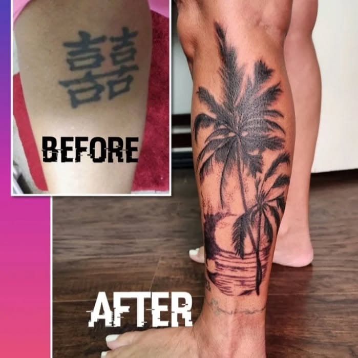 Coverup by Grumpy. The old text was relationship and love and she is out of that now so she wanted her own piece of paradise....
#grumpytatts #tattoolife #tattooideas #coveruptattoo #girltattoos #legtattoo #calftattoo #btlmo #btlmissouri #tattoosinwaynesvillemo