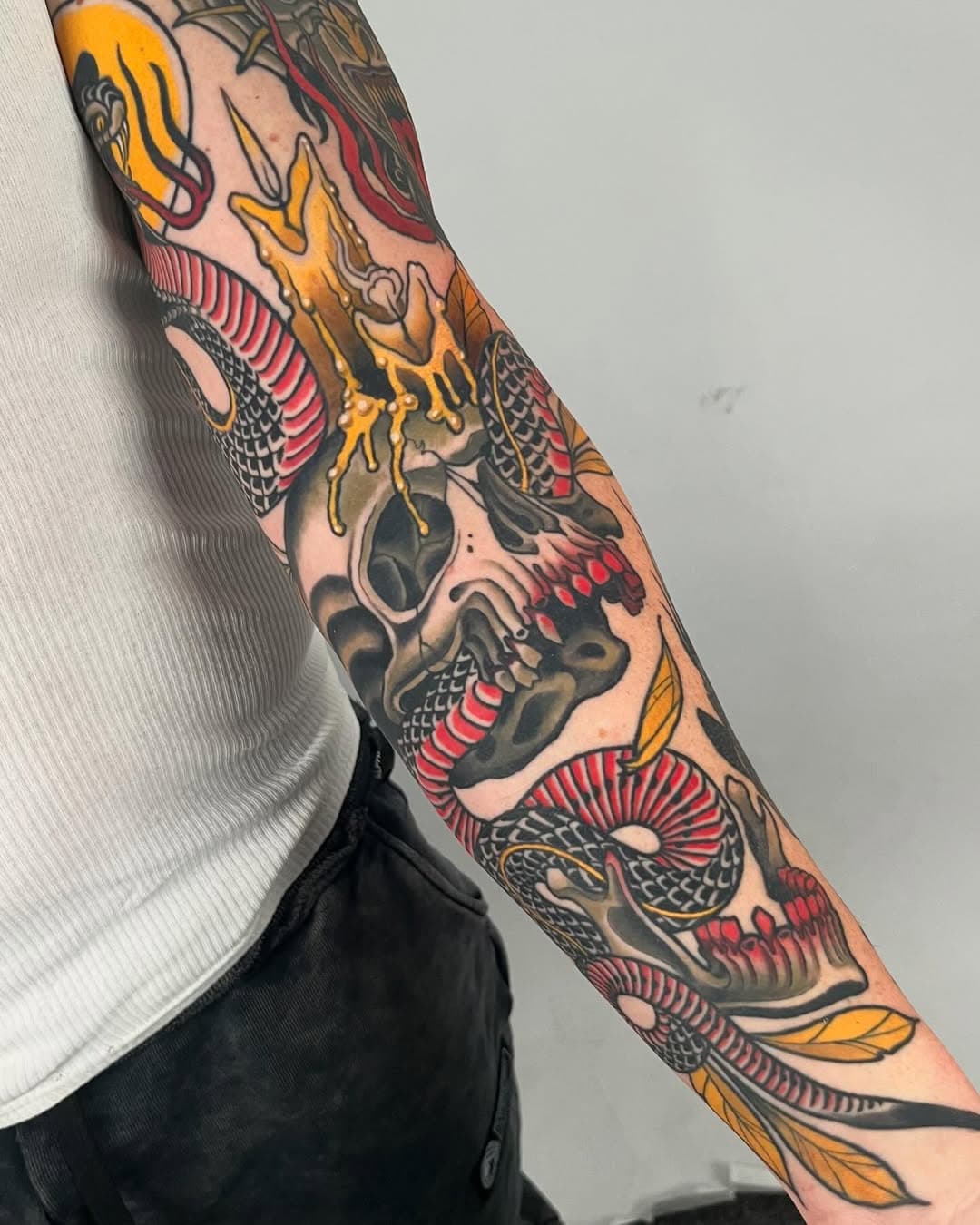 Finished up this sleeve! Elbow is fresh, the rest is healed. Thanks Jeremiah! 🙌💃 BOOKS ARE OPEN