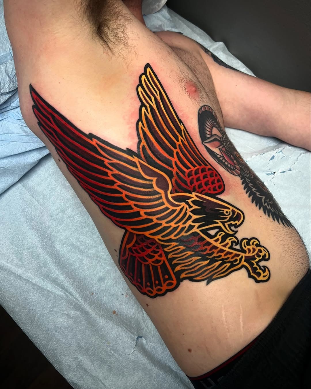 🦅 man eagle for my homie @joshalexanderjackson. Thanks for making the trip and thanks for being tough as nails 🔨. @eternalink @cheyenne_tattoo_equipment #eternalink #tattooideasforguys #tattooideasforgirls #tattoo #art #artwork #tattoodesign 
 pattysdowntowntattoo @sullenclothing #morgantown #wv #Morgantownwv #tattooideas #negativetattoo