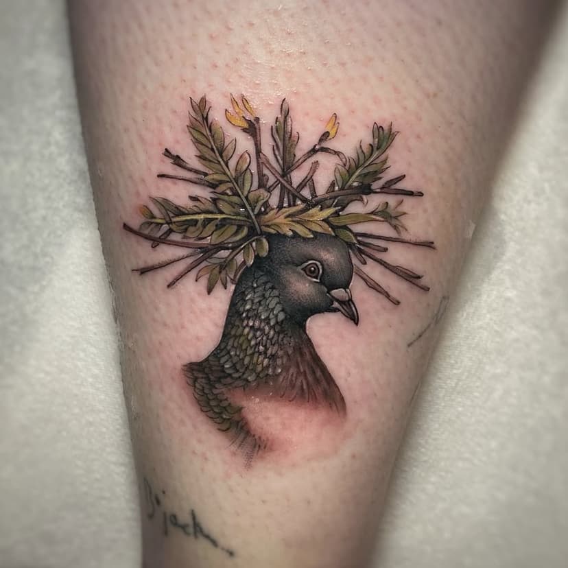 When Ciera asked me for a mini pigeon with a hat made of twigs, I was instantly obsessed 😭 Any bird/hat/foliage combo is an absolute whimsical dream 💕 

Tattooed @sevenfoxestattoo; my diary is now open  for June onwards, drop me an email or instagram message for bookings and enquiries 🌿
——————
#tattoo #tattooartist #microtattoo #minitattoo #pigeon #pigeontattoo #customtattoo #tattooart #vintagetattoo #leaftattoo @butterluxe_uk #sevenfoxestattoo #ink #cutetattoo #birdtattoo #bird #uktta #uktattoo #birmingham #uktattoo #tattooideas #microtattoo #smalltattoo #animaltattoo