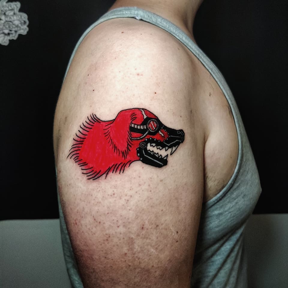 Cyberpunk dog for @mistermiguardi 
Eseguito a @tattomatto_tattoostudio_ 
#italiantattooers #rome #tattoo #tattooist #tattooartist #tattoodesign #cyberpunk #cyberpunktattoo #dogtattoo