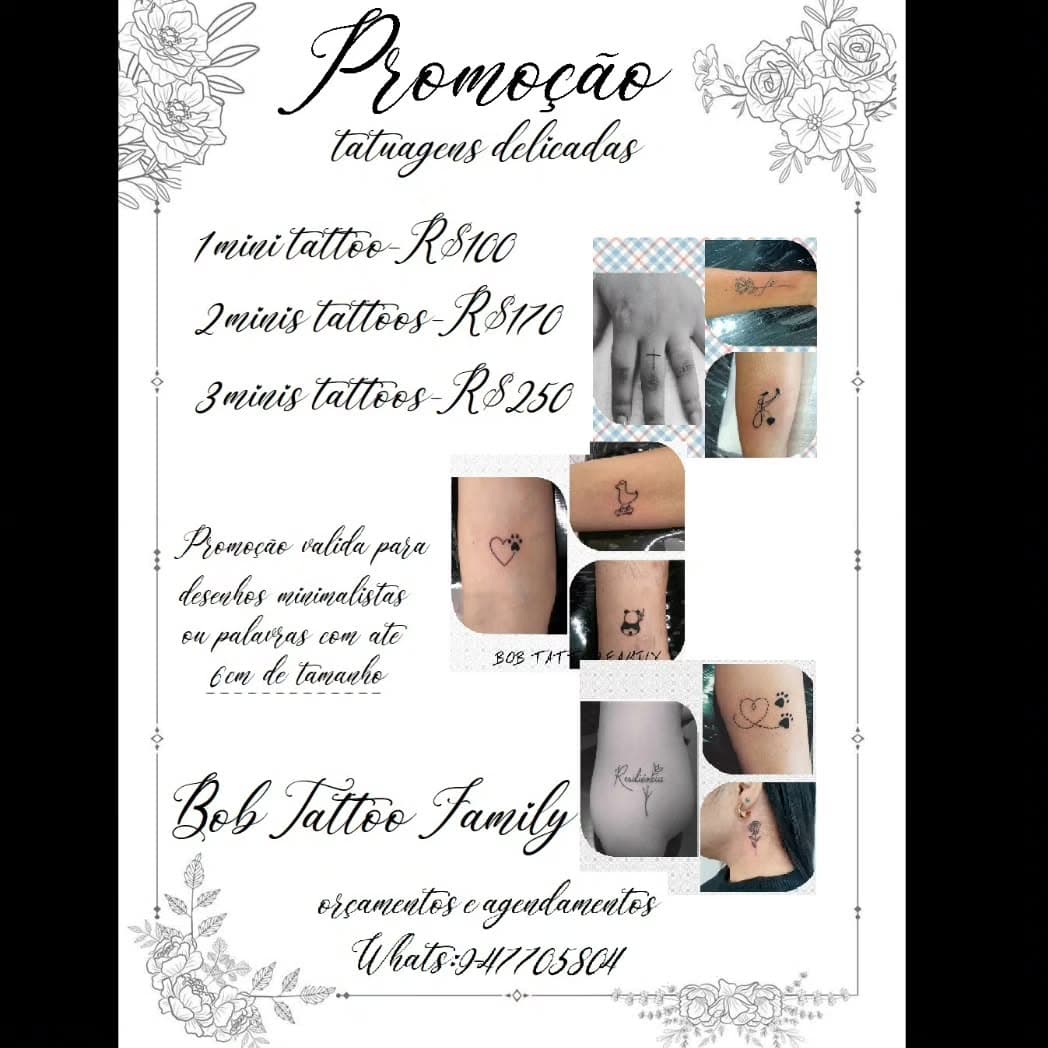 Elegância e Delicadeza em forma de Tatuagem 
Venha aproveitar nossas Promoções e fazer uma linda Tatuagem 
Orçamentos e Agendamentos 
Whats:947705804