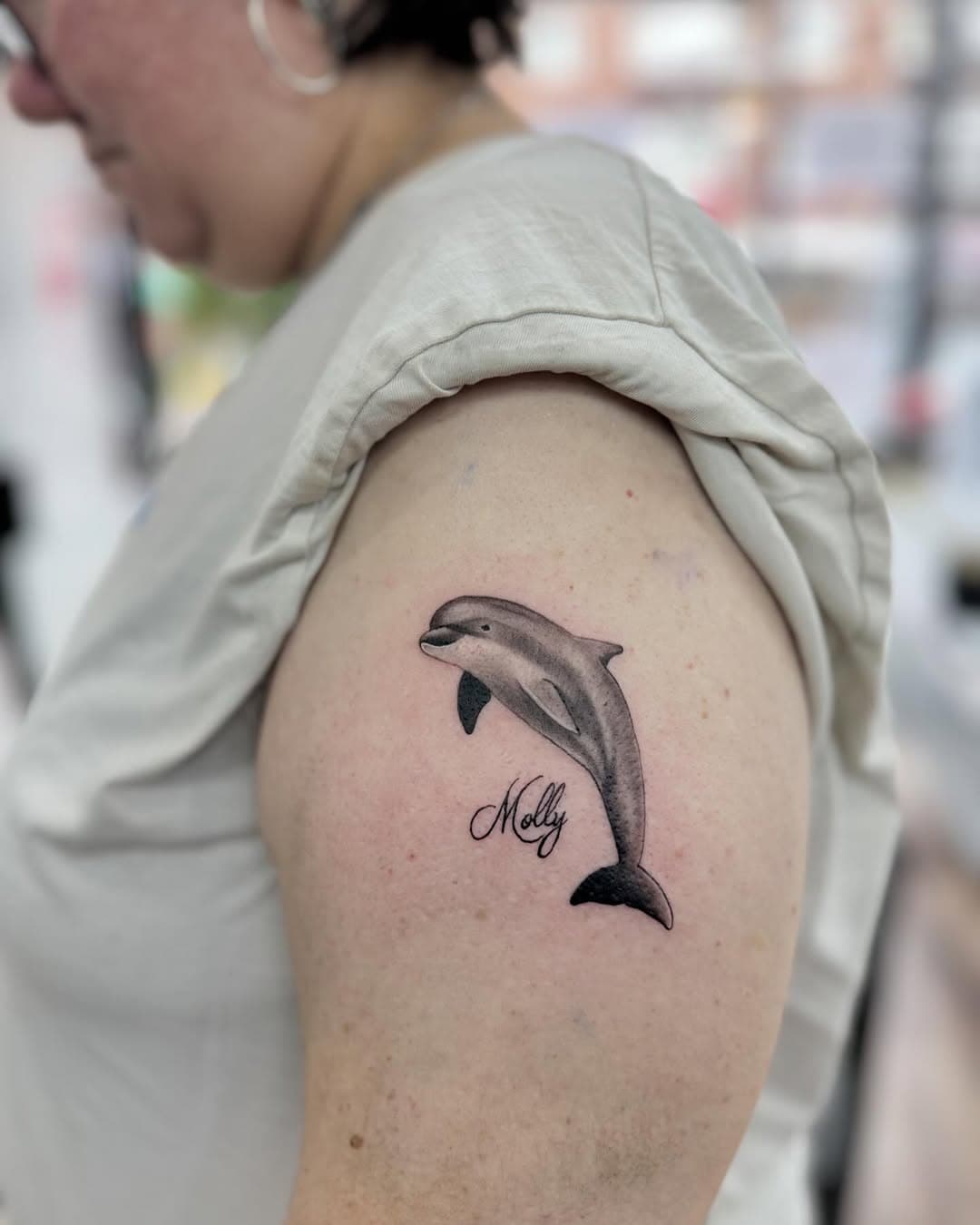 Piece done by @tek_tattoos #dolphin #sea #summer #real #realism #bng #bnginksociety #kwadron @valknutrotary #machine #ink #inkaddicted #inktattoo #inkart #inklife #girl #tatt #tattoo #tattoos #tattooist #tattooed #tattooing #tattoostyle #animalovers #realtattoos #realistictattoo #inked #inkedgirl #intagood #love