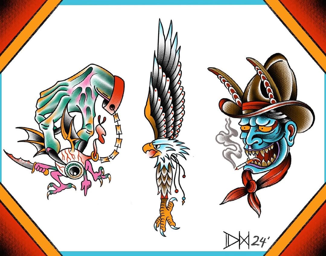 Mash-ups of classic tattoo imagery.
Piracy at its finest 🏴‍☠️👌🏼🤌🏼 

@inkadinkadoo_tattoo 
@wexfordtattoocompany 
@rubbercitytattooinvitational 
@cranberrytattooclassic 

#pittsburgh #pittsburghtattoo #pittsburghtattooartist #traditionaltattoo #traditionaltattoos #tattooflash #procreate