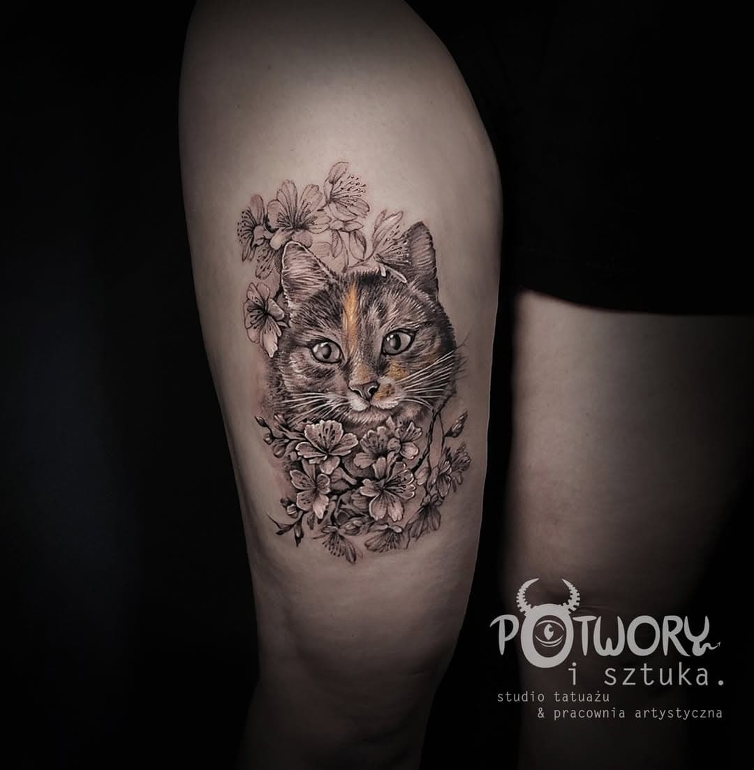 #tattooexperience #tattooidea #tattooproject #catdesign #catportraitdesign #cattattoo #catportraittattoo #womantattoo #tattoodesign #tattoome #cats #portraitofcat #tattoomeheropen #dynamicink #czaplinek #potworyisztuka #instart #instartist #instattoo #instatattoo