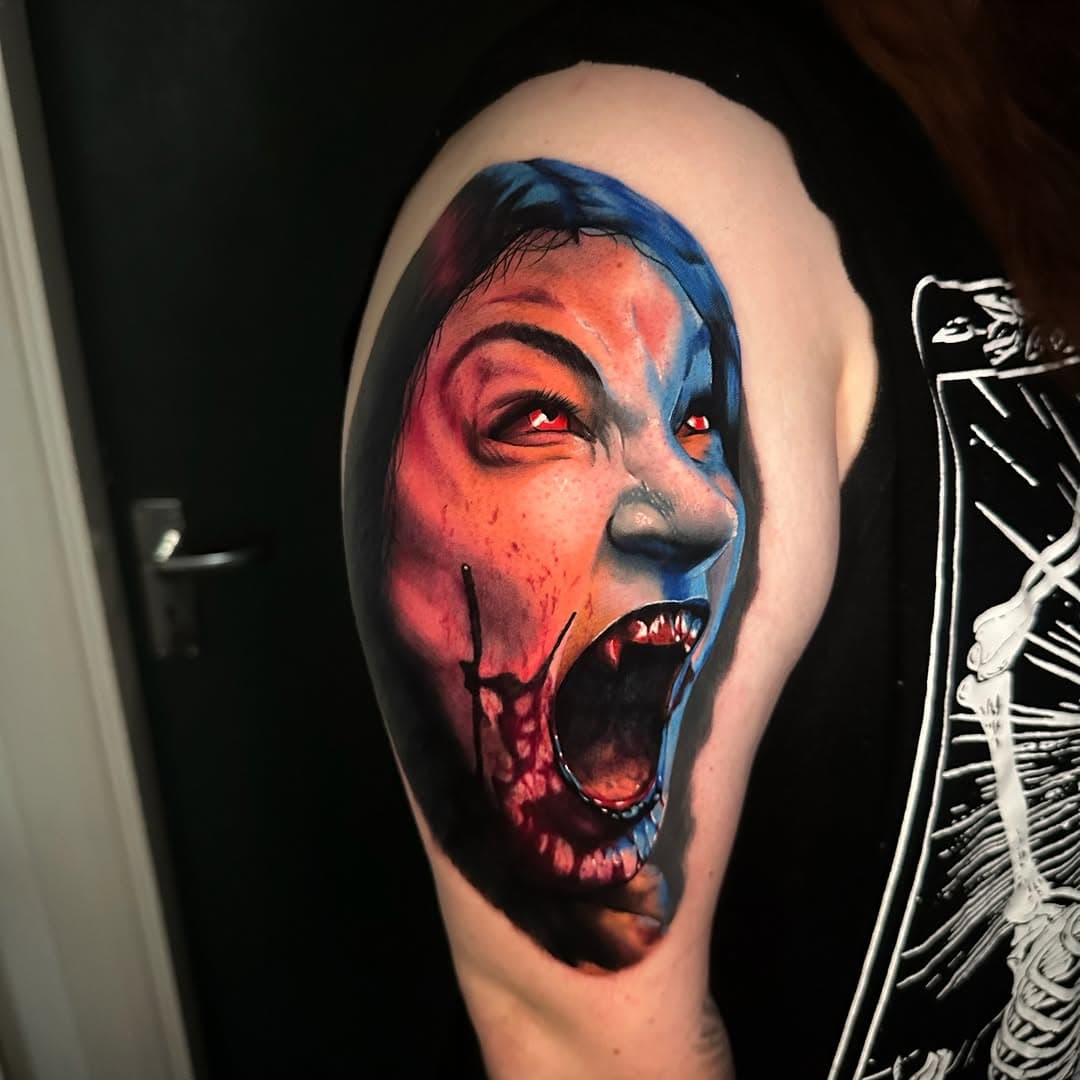 Vampire! Reference image from the amazing @horrifymeuk 
Dates available in June & July. Message me to book in! 
Spons by @butterluxe_uk @tattooeverythingsupplies