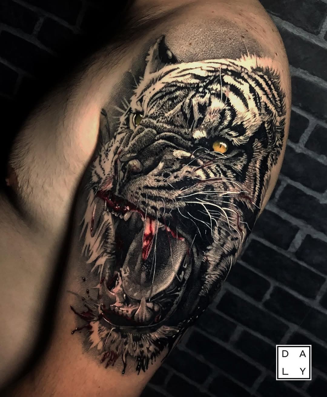 ANGRY TIGER - en la foto el 90% ya esta curado hecho con maquina V1 de @rotodrill productos de @medusatattooproducts y @dalicatattoosupplies