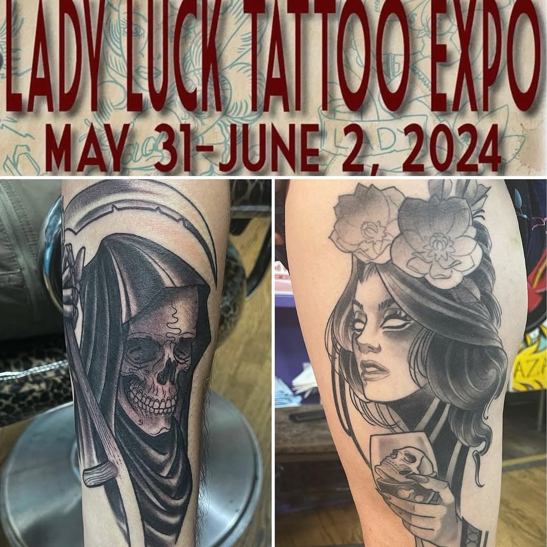 George Quick will be tattooing on Friday @ladylucktattooexpo 
Get at him, he has a lot of original designs to be tattooed.