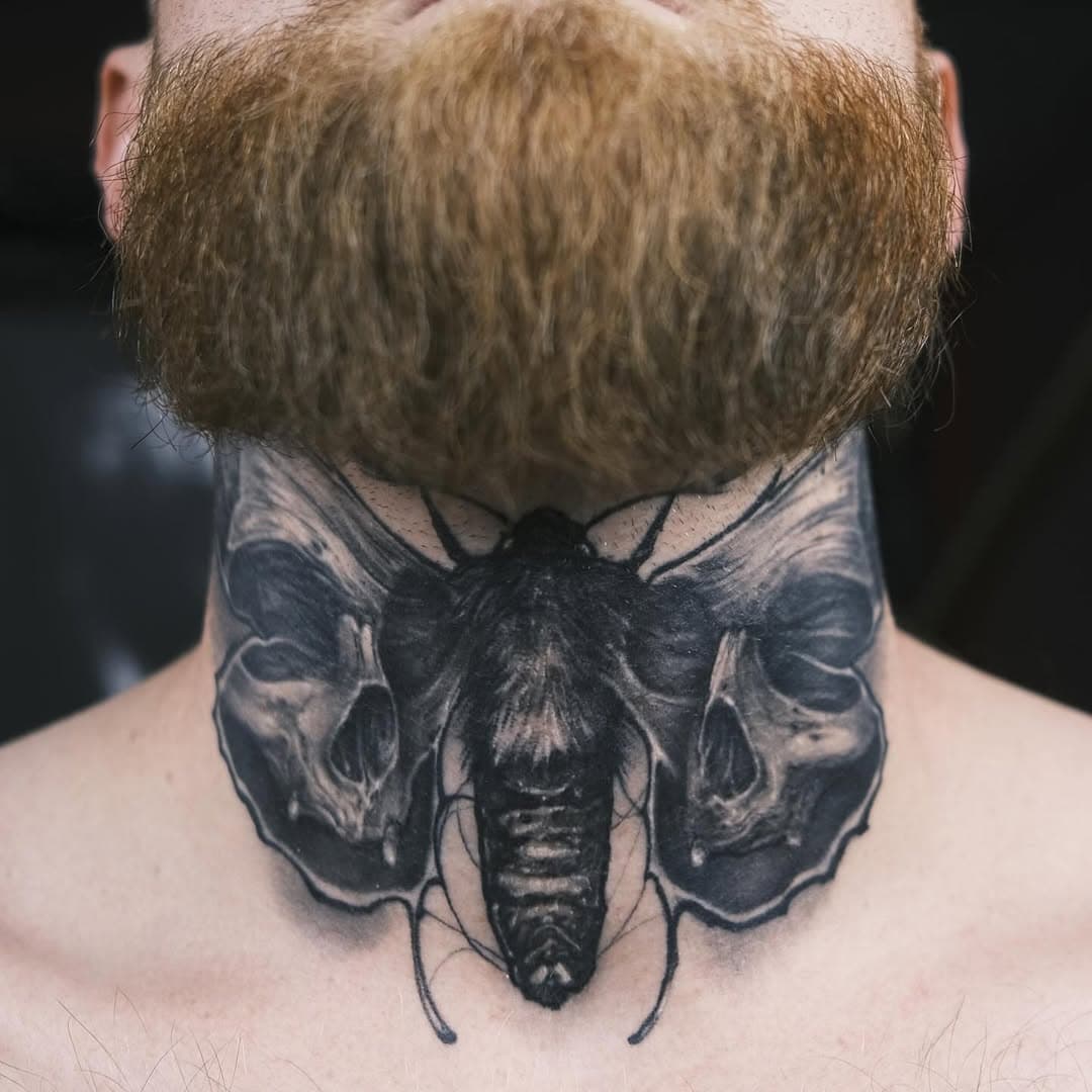 ‡ ARTIST - @markweatherhead_tattooartist #healedtattoo #healedtattoos #nofiltertattoo Fully healed. Made at 𝖔𝖋𝖘 @oneforsorrowtattooparlour ‡
.
.
𝖈𝖔𝖓𝖙𝖆𝖈𝖙
Instagram - @markweatherhead_tattooartist 
Email - studio@oneforsorrowtattoo.com 
.
.
#markweatherhead #oneforsorrowtattooparlour #oneforsorrowtattoo #tattoo  #tattoos#shrewsbury #shrewsburytattooist #deathheadmothtattoo #deathheadmoth #throattattoo #necktattoo