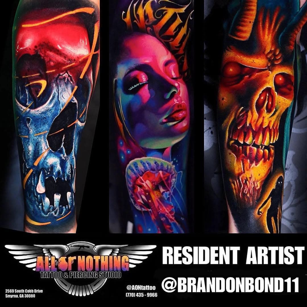 Now HIRING & Accepting Appointments message bossman @BrandonBond11 directly for all your tattooing and job opportunity needs; #Residency, #GuestSpots, #TattooApprenticeships VIP Celebrity Studio @AntiArtElite AND @AONtattoo public studio. All that sh*t. 

World Famous @AONtattoo “All or Nothing Tattoo & Piercing” studio here in NW ATL (Smyrna GA).

Atlanta’s premiere award winning tattoo & body piercing studio voted “Best of Atlanta” over 17yrs of the 25 we’ve been open! 

Featuring artists from all over the world & hosting guest artists every week/month from an International touring circuit of TV, tattoo conventions, & Film Fests around the globe. 

@AONtattoo has been featured on A&E, MTV, ESPN, Animal Planet, BBC, Bazzers, PornHub, CBS, FOX, ESPN & dozens of radio stations including Sirus Radio. 

Feature Articles in over 600 Tattoo Magazines in 14 languages. From 23 countries. 

They also offer the largest selection of EXOTIC body jewelry in the South & have body piercers available from 11am-11pm 7 days a week. 

Call, message, or just walk-in anytime & allow them to create artwork specific to you. They love their clients & compose every design with love.

Located conveniently from both I-75 & I-285 they also have plenty of parking. 

The @AONtattoo Studio page is full of ALL our artists imported from 5 countries: AONtattoo

@BrandonBond11 VIP Celebrity Private Studio page: @AntiArtElite 

Sponsors:

@naturesbeasttattoocare @thecosmoglolight
@hivecaps @hivecups @studioinkcartridges @jconly_official @emalla.official @xtremetattooink @intenzetattooink
@stencilhoney

#bestofatlanta #atlantatattoostudio #allornothingtattoo #aontattoo #atlantatattoo #atlantatattoos #atltattooartist #braves #chatanoogatattooartost #atltattooshop #atlantatattooartist #atlantatattooshops #nowhiringtattooartist #atlantatattooshop #atltattoostudio #bestofATL #Atlantasbesttattooartists #BrandonBond #atltattooartists  #georgiatattooartists #georgiatattooshops #georgiatattooartist #georgiatattoos 

Most important AON pages:
 @BrandonBond11
@MLBtattoo
@AntiArtElite
@AntiLaserAtl
@DragonsToilet
@fuck12ATL
@doubleornothingtattoo and the studio collection itself  @Aontattoo