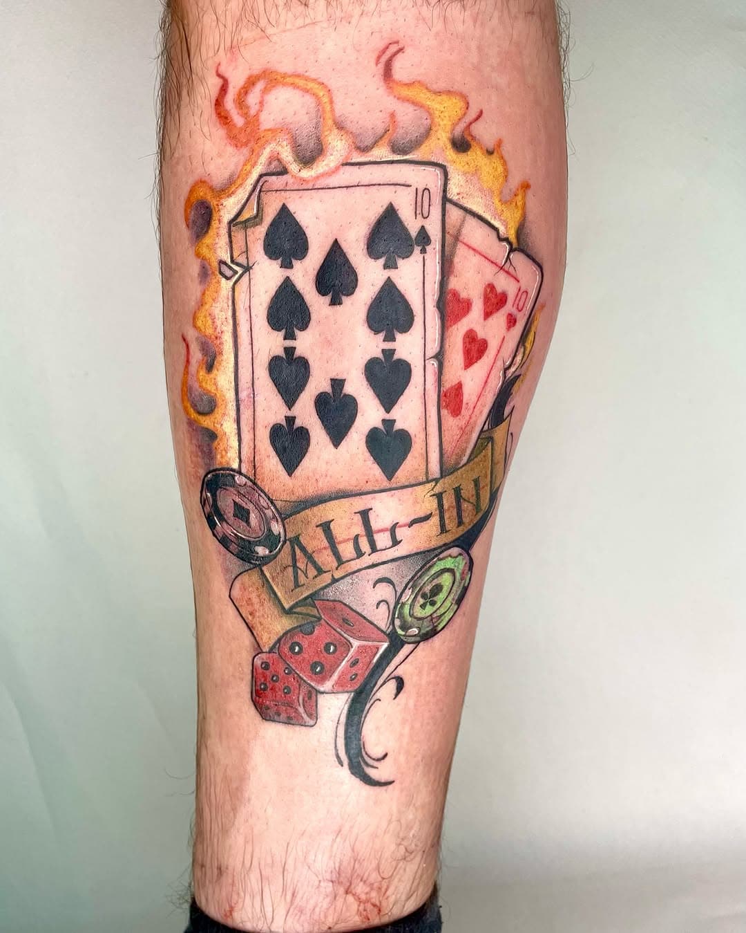 ♠️ ♦️ALL-IN ♣️ ♥️ 

Muchas gracias @diegomoralesesteban 
Hecho con máquinas @fantattooirons 

#neotraditional #neotraditionaltattoo #color #colortattoo #tattoo #poker #allin #game #dice #cards #bets