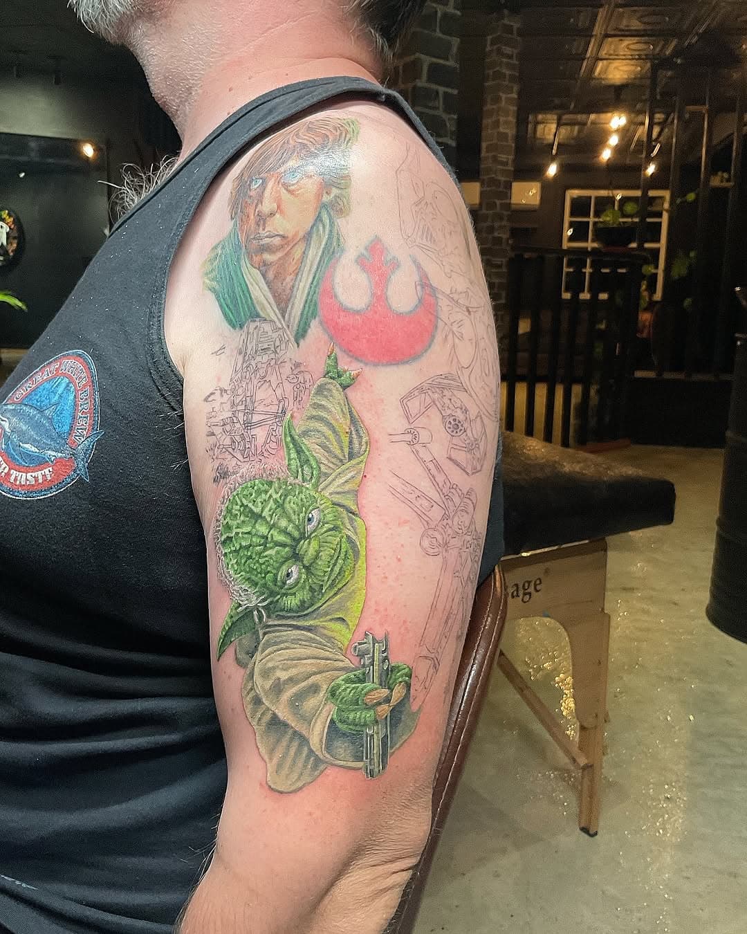 WIP Work in progress StarWars Sleeve. We have had two great starter session on this arm. Started with Luke then Yoda, we have a place for Vader and a couple of fight scenes. The red Star bird symbol was already there we will be redoing that into a patch work design and bringing it all together. There’s room marked for the green light saber directly in the middle. It’s coming together nicely and excited to get back on it. Follow like and share! Thanks for looking
ATTENTION: All #757 and stateside clients. Our books are OPEN for our yearly trip August through September to the states and booking up fast with a few days left in September open and just had a last minute opening for the FIRST WEEKEND OF AUGUST! Let’s see those badass ideas and tattoo some awesome work. See you soon VA! Dm on my personal or the shop page @placenciainktattoo  to book up a stateside appointment.  Follow like and share. #recoveryaftercare #peaktriton #ultimatetattoosupply #kwadronneedles #eternalink #inkeeze #painfulpleasures #tattoo #kingpin #dynamicink #solidink #starbritecolors #tatsoul #kingpintattoosupply #virginiabeach #757tattooartist #757tattoos #peaktattoo #tritoncartridges #virginiatattoos #hamptontattooartist #chesapeaketattoos #norfolktattoo #colorrealismtattoo #tattoo #colortattoo #realistictattoo