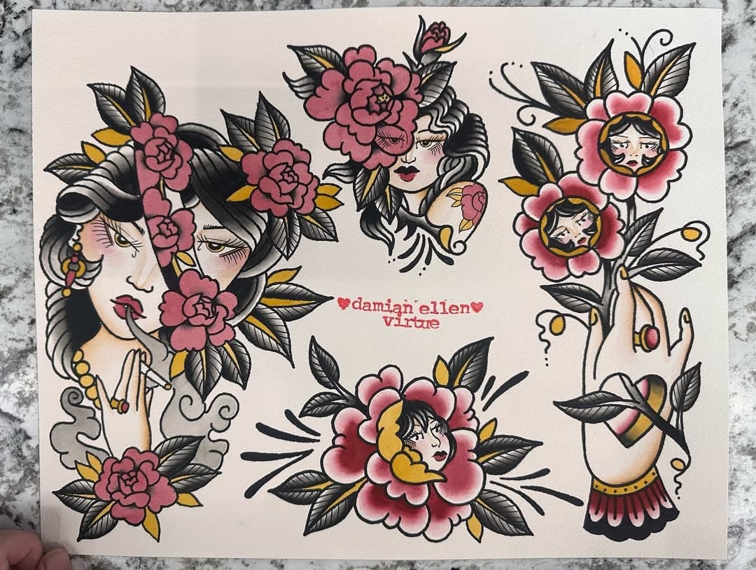 These are available to be tattooed! SWIPE FOR MORE! Please dm me for appointments @damianellentattoos