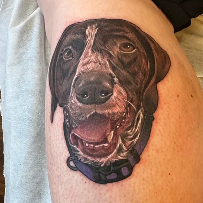 Appreciate being able to tattoo peoples family pets.  I know how close people are to their loved ones.  Thanks Melissa for letting me tattoo your pup on you.  #dogtattoo